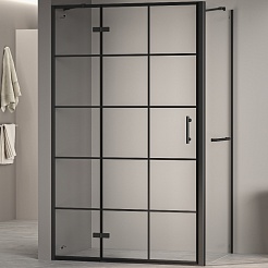 RGW Душевой уголок Passage PA-77-1B L (PA-07B L + Z-060-2B + держатель O-204B) 120x90 L профиль черный стекло прозрачное с рисунком – фотография-1