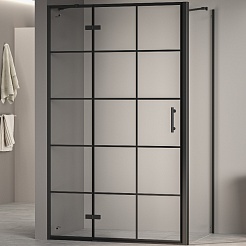 RGW Душевой уголок Passage PA-77B L (PA-07B L + Z-050-2B + держатель O-204B) 120x120 L профиль черный стекло прозрачное с рисунком – фотография-1