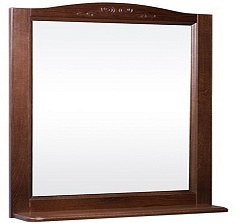 Bas Мебель для ванной Варна 85 орех, вставки стекло, 3 ящика, зеркало – фотография-2