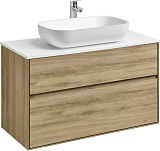 Акватон Тумба с раковиной и белой столешницей Либерти 100 Лола дуб эльвезия