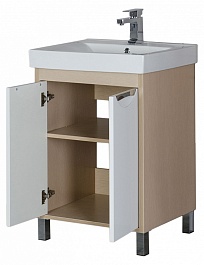 Aquanet Тумба с раковиной "Гретта 60" 2 двери светлый дуб (171554) – фотография-2