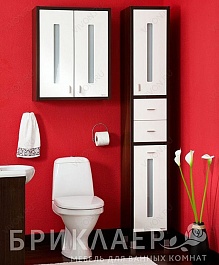 Бриклаер Пенал для ванной Бали 34 с б/к венге/белый – фотография-3