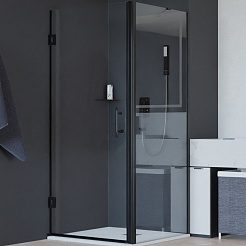 RGW Душевой уголок Hotel HO-045B (HO-011B + Z-050-2B + O-204B) 80x120 профиль черный стекло прозрачное – фотография-1