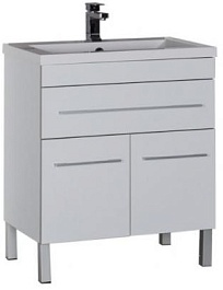 Aquanet Тумба под раковину Верона 75 напольная, дверцы, белая – фотография-1