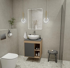 Teymi Тумба с раковиной Nura 70 дуб эврика/графит матовый T60530 раковина T50505 – фотография-2