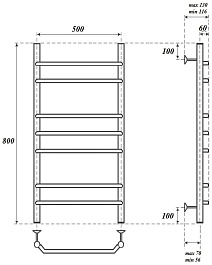 Point Полотенцесушитель электрический П7 500x800 PN07158E хром – фотография-4