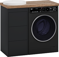 Brevita Тумба с раковиной Grafit 100 под стиральную машину графит/махагон – фотография-3