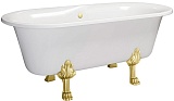 Фэма Ванна из литьевого мрамора Феррара (ножки золото, слив-перелив золото)