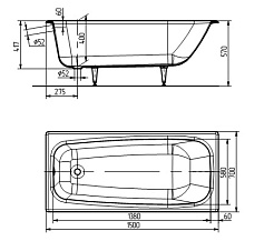 Универсал Ванна чугунная Классик У 150x70 – фотография-4