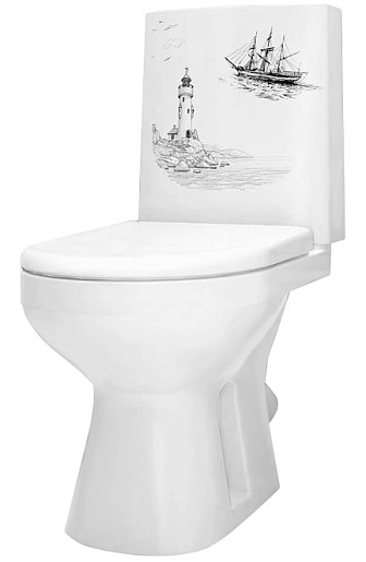 Оскольская керамика Унитаз-компакт Леда, декор маяк – фото-1