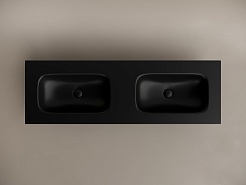Ceramicanova Мебельная раковина Grace 141 с двумя чашами CN7022MBwx чёрный матовый – фотография-2