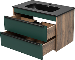 Brevita Тумба с раковиной Greenwood 80 подвесная зеленая матовая/дуб галифакс олово – фотография-7