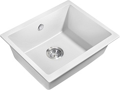 Milacio Мойка кухонная Leon 55 Cuarzo белая – фотография-1