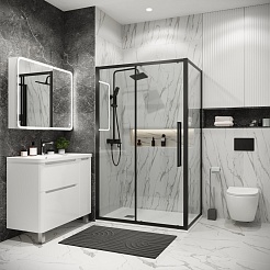 Grossman Боковая стенка Cosmo 70x195 профиль черный матовый стекло прозрачное – фотография-3