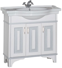 Aquanet Тумба под раковину Валенса 90 белый кракалет/серебро – фотография-1