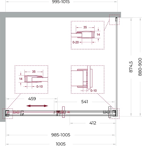 BelBagno Душевой уголок Soft Close-1 SOFT_CLOSE-1-AH-1-100/90-C-GM 100x90 профиль оружейная сталь стекло прозрачное – картинка-11