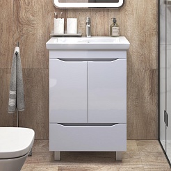 Vigo Тумба с раковиной Grani 600-2-1 белая – фотография-2