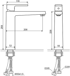 Excellent Смеситель Square ARAC.1502CR высокий для раковины – фотография-3