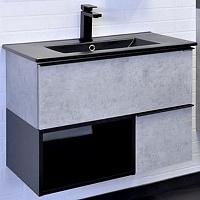 Comforty Тумба с раковиной Франкфурт 75 75EMB подвесная бетон светлый/черная