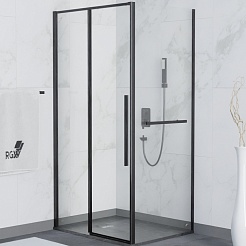 RGW Душевой уголок Stilvoll SV-42-1B (SV-12B + Z-060-2B) 120x90 профиль черный стекло прозрачное – фотография-1