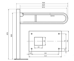 Bemeta Складной поручень с напольным креплением Help 301107601 – фотография-2