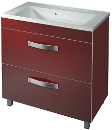 Какса-а Тумба с раковиной Хилтон 80 напольная, бордо – фотография-1