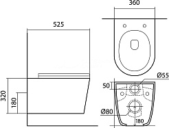 Aquatek Унитаз подвесной Вега AQ1905-00 в комплекте с инсталляцией Standard INS-0000012 с клавишей смыва KDI-0000017 матовая черная и крепления KKI-0000002 – фотография-7