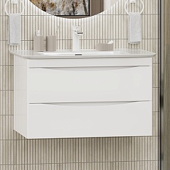 Misty Мебель для ванной Мираж 80 подвесная белая – фотография-3