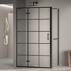 RGW Душевой уголок Passage PA-77-1B L (PA-07B L + Z-060-2B + держатель O-204B) 120x80 L профиль черный стекло прозрачное с рисунком – фотография-2