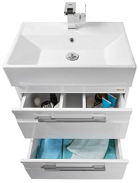 Водолей Тумба с раковиной Мальта 60 с ящиками белая – фотография-6