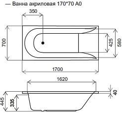 Am.Pm Акриловая ванна Spirit 170х70 W72A-170-070W-A2 – фотография-2