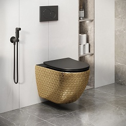 Grossman Унитаз подвесной Color GR-4411GBRS золото/черный с текстурным узором – фотография-7