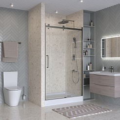 BelBagno Душевая дверь в нишу Marino MARINO-2-BF-1-120-C-GM 120x195 профиль оружейная сталь стекло прозрачное – фотография-3