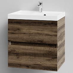 Водолей Тумба с раковиной Бест 60 подвесная дуб крымский коричневый – фотография-2