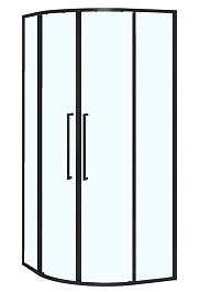 Azario Душевой уголок Shanghai 100/100 профиль матовый черный стекло прозрачное – фотография-1
