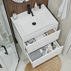 Vivon Тумба с раковиной Kristi 60 подвесная белая матовая рифленая – фотография-7