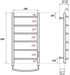 Point Полотенцесушитель электрический П6 400x800 PN04848 хром – фотография-3