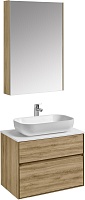 Акватон Мебель для ванной с белой столешницей Либерти 75 Лола дуб эльвезия