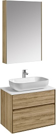 Акватон Мебель для ванной с белой столешницей Либерти 75 Лола дуб эльвезия – фотография-1