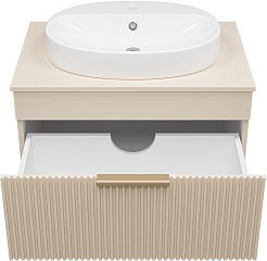 Brevita Тумба с раковиной Enfida 70 подвесная бежевая – фотография-3