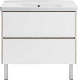 Misty Тумба с раковиной Мускат 90 дуб галифакс белый/белая