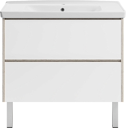 Misty Тумба с раковиной Мускат 90 дуб галифакс белый/белая – фотография-1