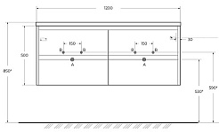 BelBagno Тумба с раковиной Kraft 120 подвесная 4 ящика Rovere Nebrasca Nature двойная раковина – фотография-9