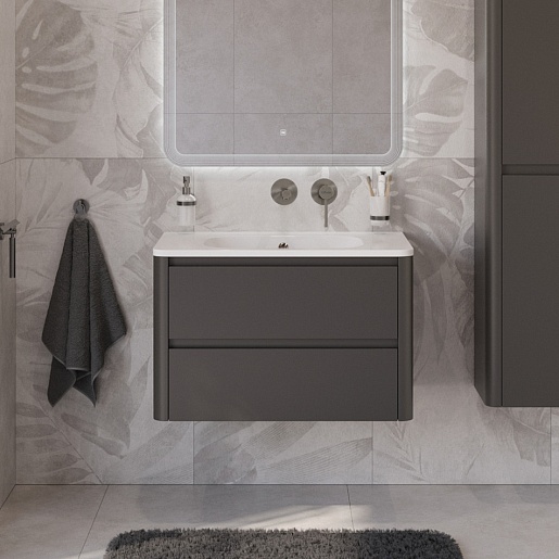 Cezares Тумба с раковиной без отверстия под смеситель Relax 80 подвесная оружейная сталь – картинка-9