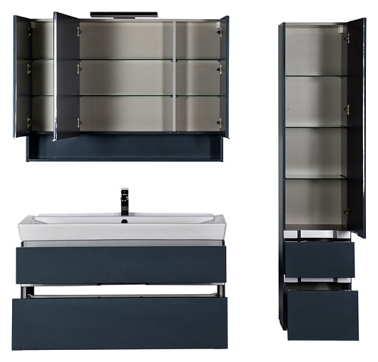 Aquanet Мебель для ванной "Виго 120" сине-серая – фотография-4