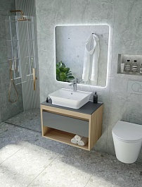 Teymi Тумба с раковиной Ritta 85 дуб эврика/графит матовый подвесная T60532 раковина T50002 – фотография-10