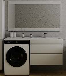 Style Line Мебель для ванной Даллас 140 R Люкс Plus 2 ящика подвесная белая – фотография-1