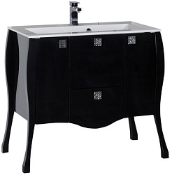 Aquanet Тумба с раковиной "Мадонна 90" черная с кристаллами Swarovski (168904) – фотография-1