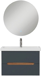 Onika Мебель для ванной Айленд 70 подвесная графит/дуб крафт – фотография-1