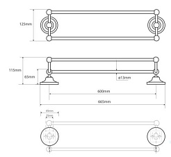 Bemeta Держатель полотенца двойной Retro chrom 144304232 – фотография-2
